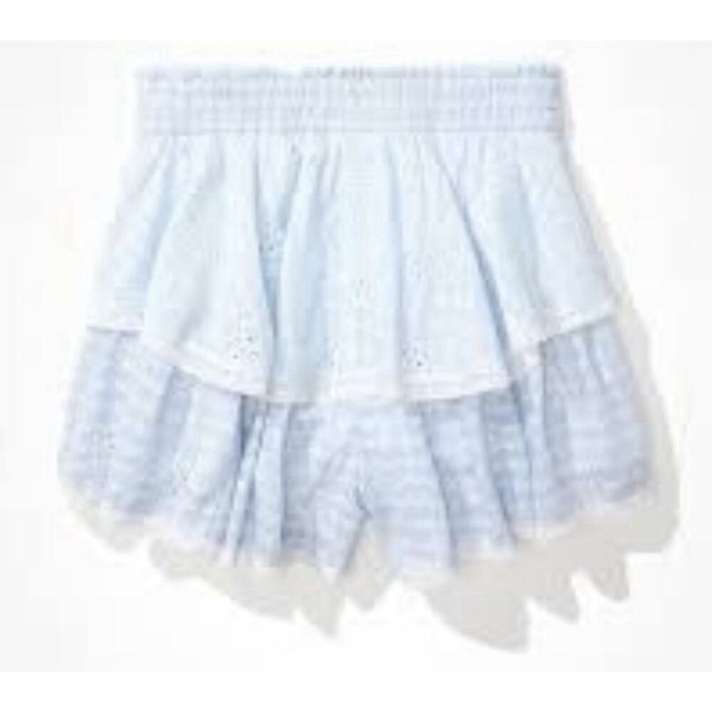 Y2K Blue Floral Skort Tiered Ruffle Design American Eagle Fairycore Whimsy